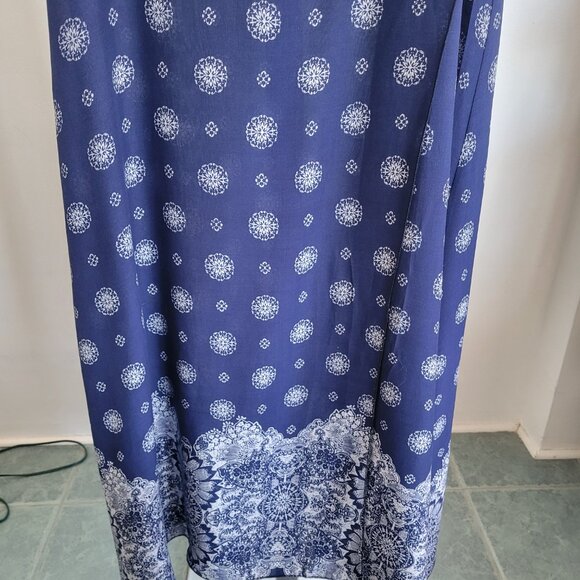 Biubiu Women’s Long Wrap Short Sleeve Navy Blue Boho Bohemian Maxi Dress (Size: - Picture 5 of 15